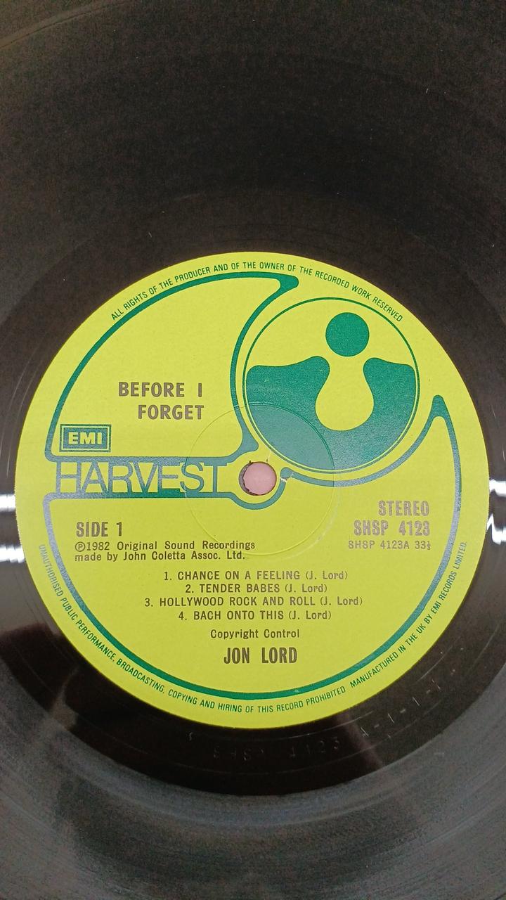 Harvest Western Music John Lord / Before I Forget