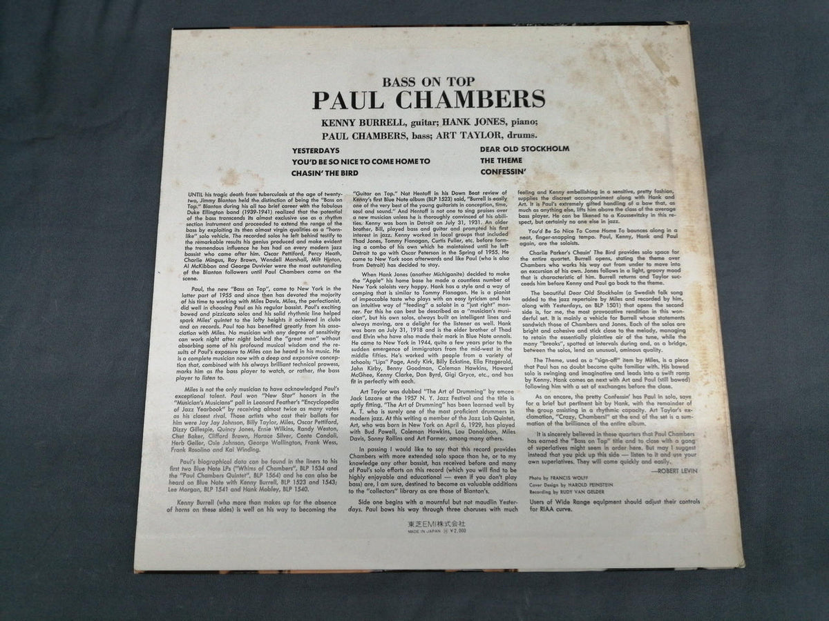 BLUE NOTE PAUL CHAMBERS/BASS ON TOP NR-8842