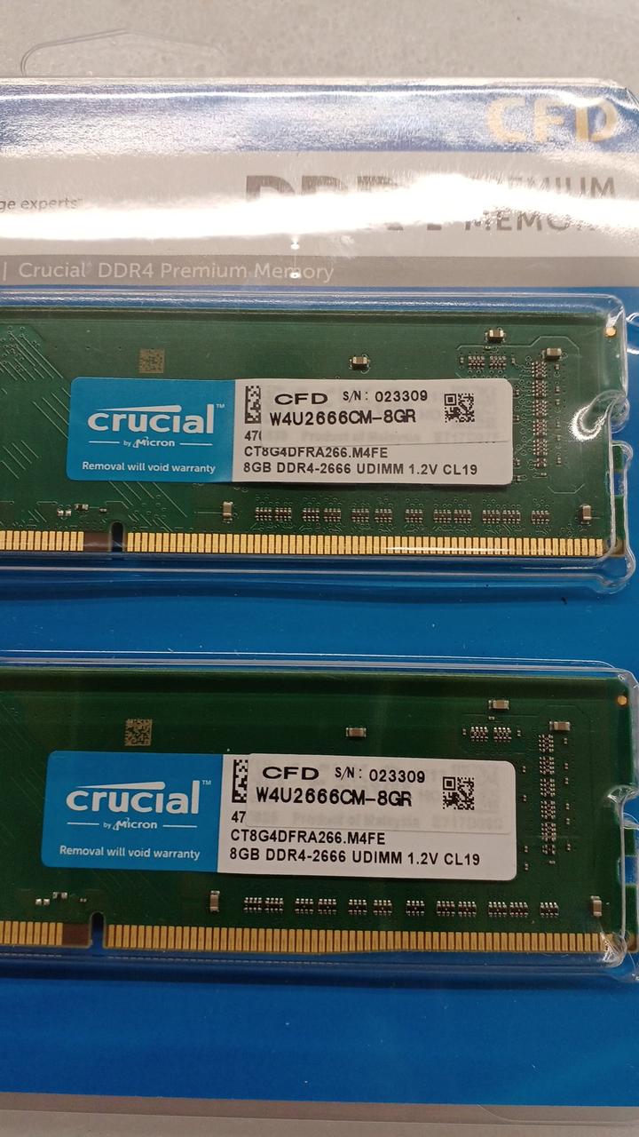 CRUCIAL [8GBx2] DDR4 Memory W4U2666CM-8GR