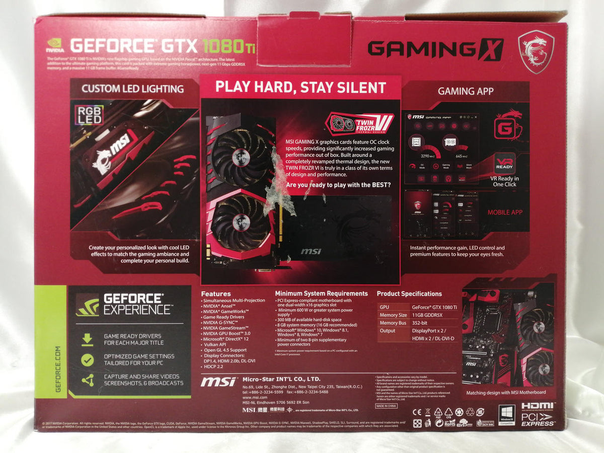 MSI Graphics Board: GEFORCE GTX1080 TI GAMINGING X 1