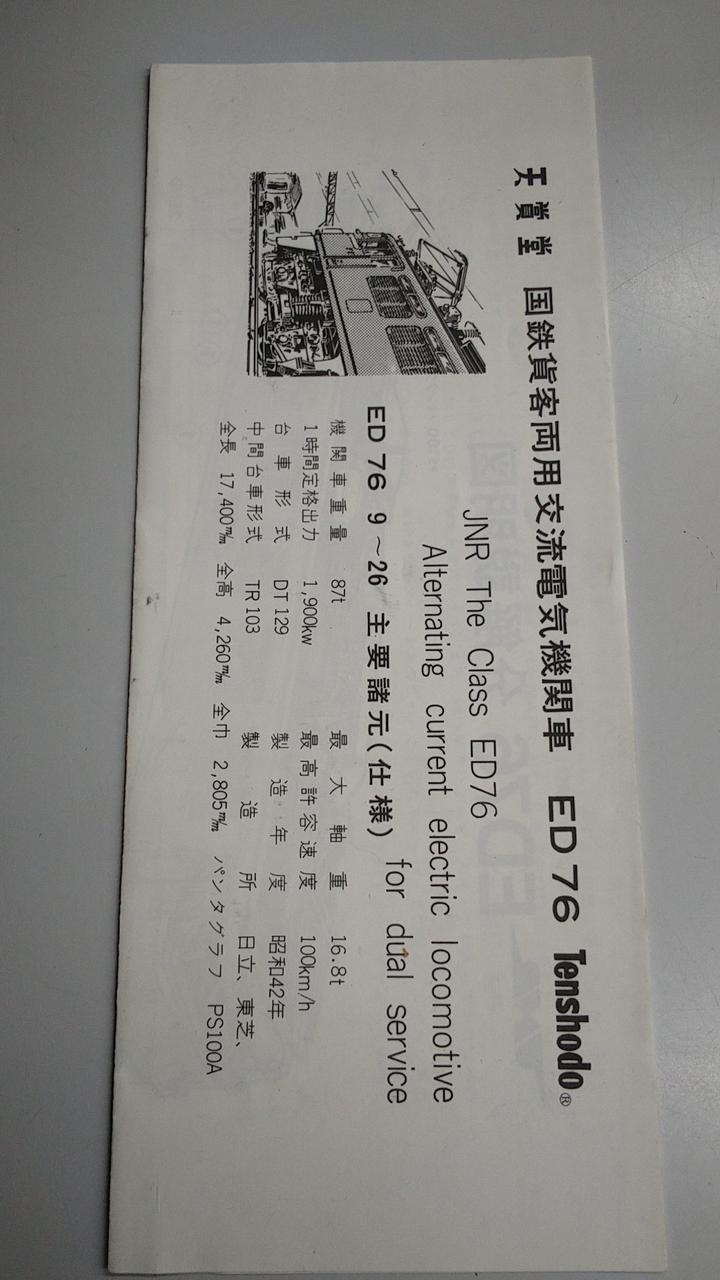 Tenshodo (TENSHODO) HO Gauge JNR AC Electric Locomotive NO.511 ED76 15