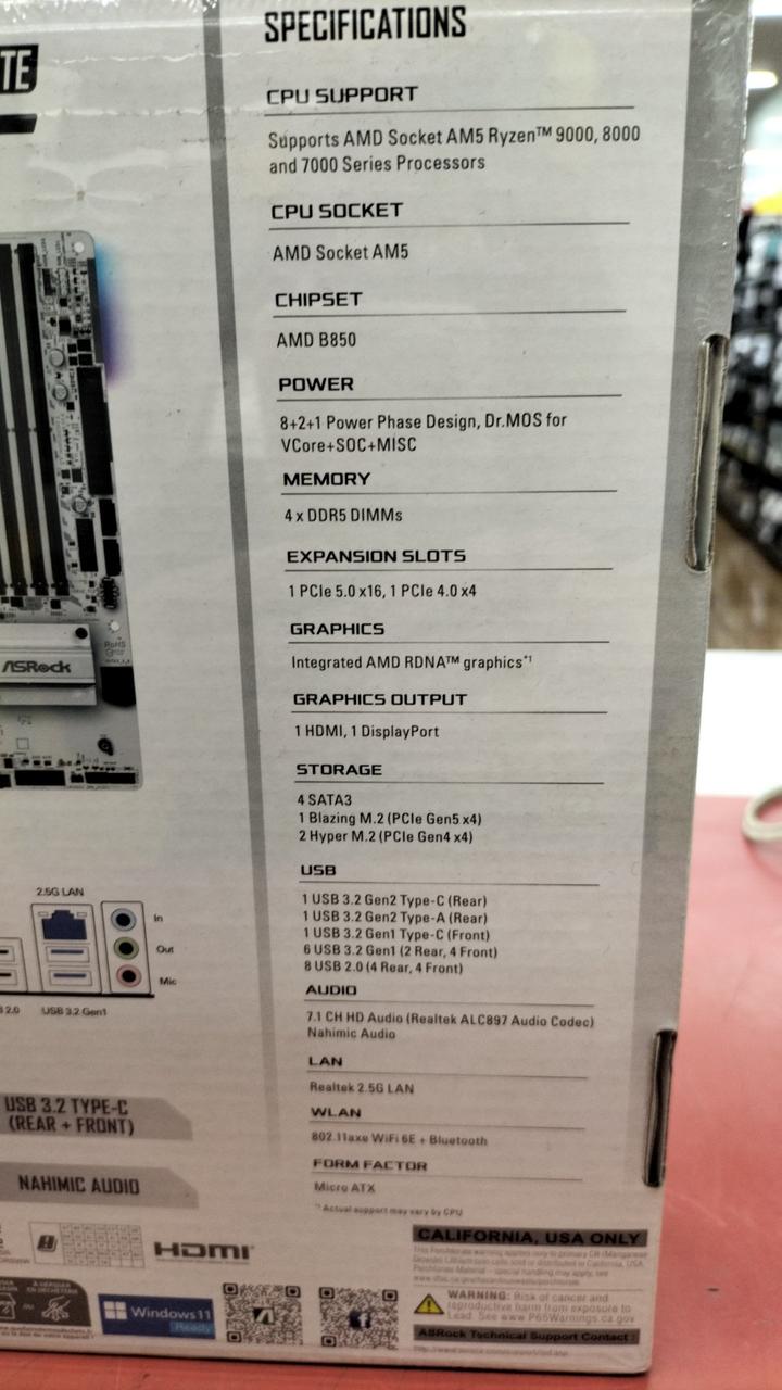 ASROCK Motherboard 8850M PRO RS WIFI