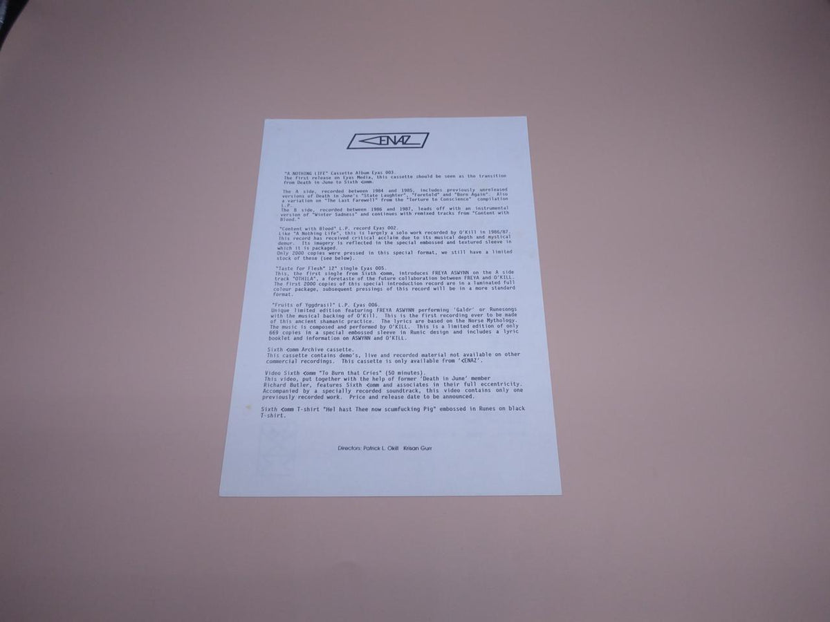 EYAS MEDIA LP Western Music CONTENT WITH BLOOD EYAS 002