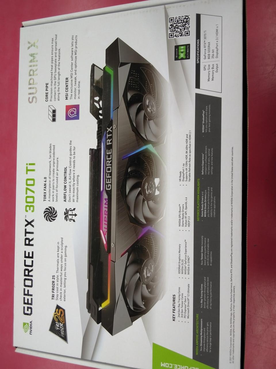 MSI Graphics Board: GEFORCE RTX 3070 TI SUPRIM X8G