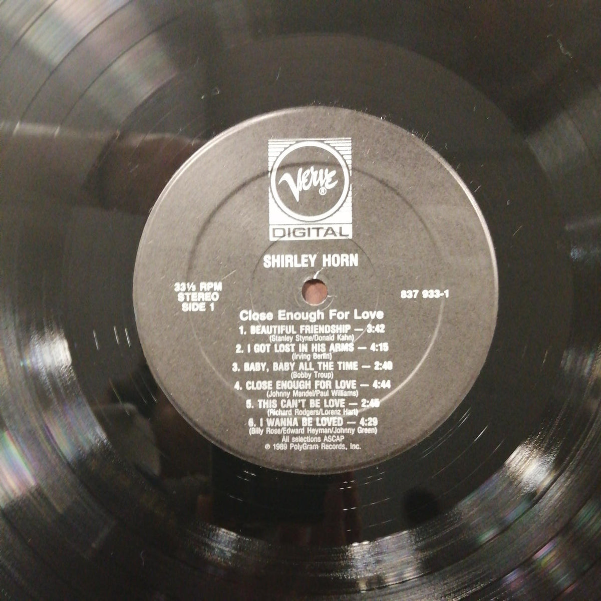 VERVE RECORDS SHIRLEY HORN/CLOSE ENOUGH FOR 837 933-1