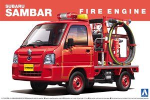 Aoshima Subaru Sambar Fire Engine 4WD Type Truck 1/24 - BanzaiHobby