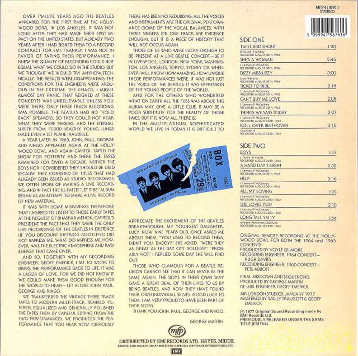 EMI (Input: English) The Beatles "At the Hollywood Bowl" MFP-41 6761