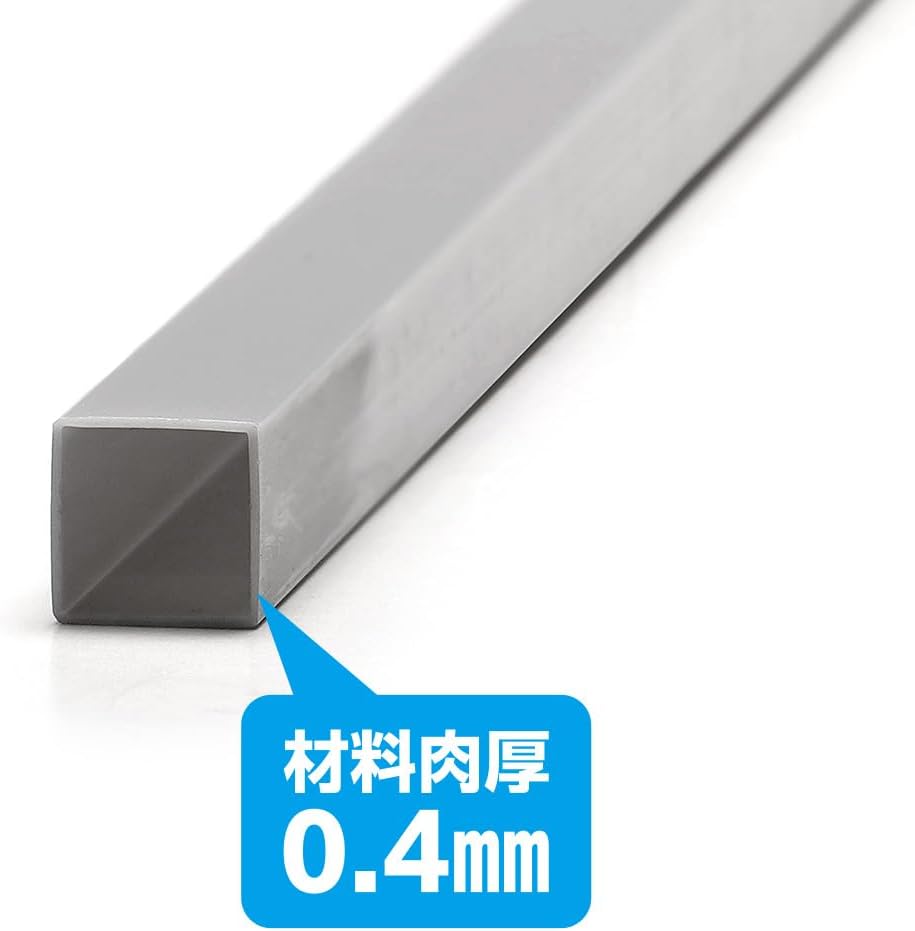 Wave OM-436 Plastic Material Gray Square Pipe 0.3 inches (8 mm), 3 Pieces, Material Series - BanzaiHobby