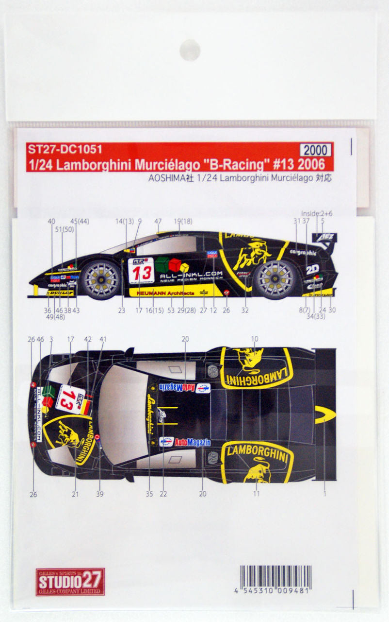 Studio27 DC1051 1/24 Lamborghini Murcielago #13 B-Racing - BanzaiHobby