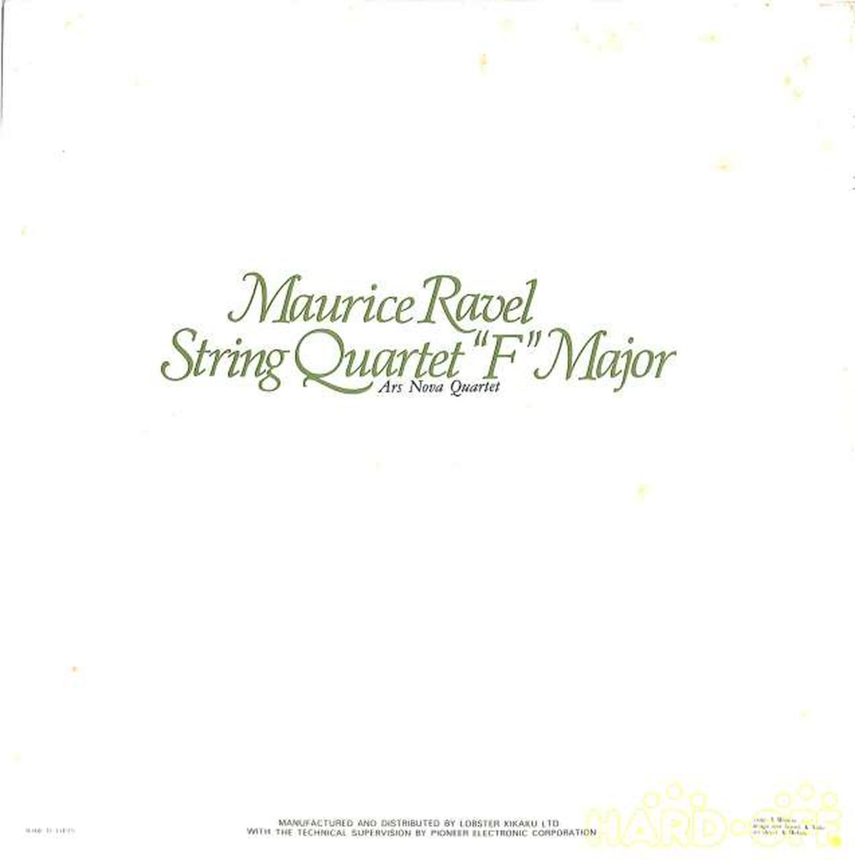 lobster Ravel String Quartet Ars Nova SQ LDC-1016 (Direct Disc)