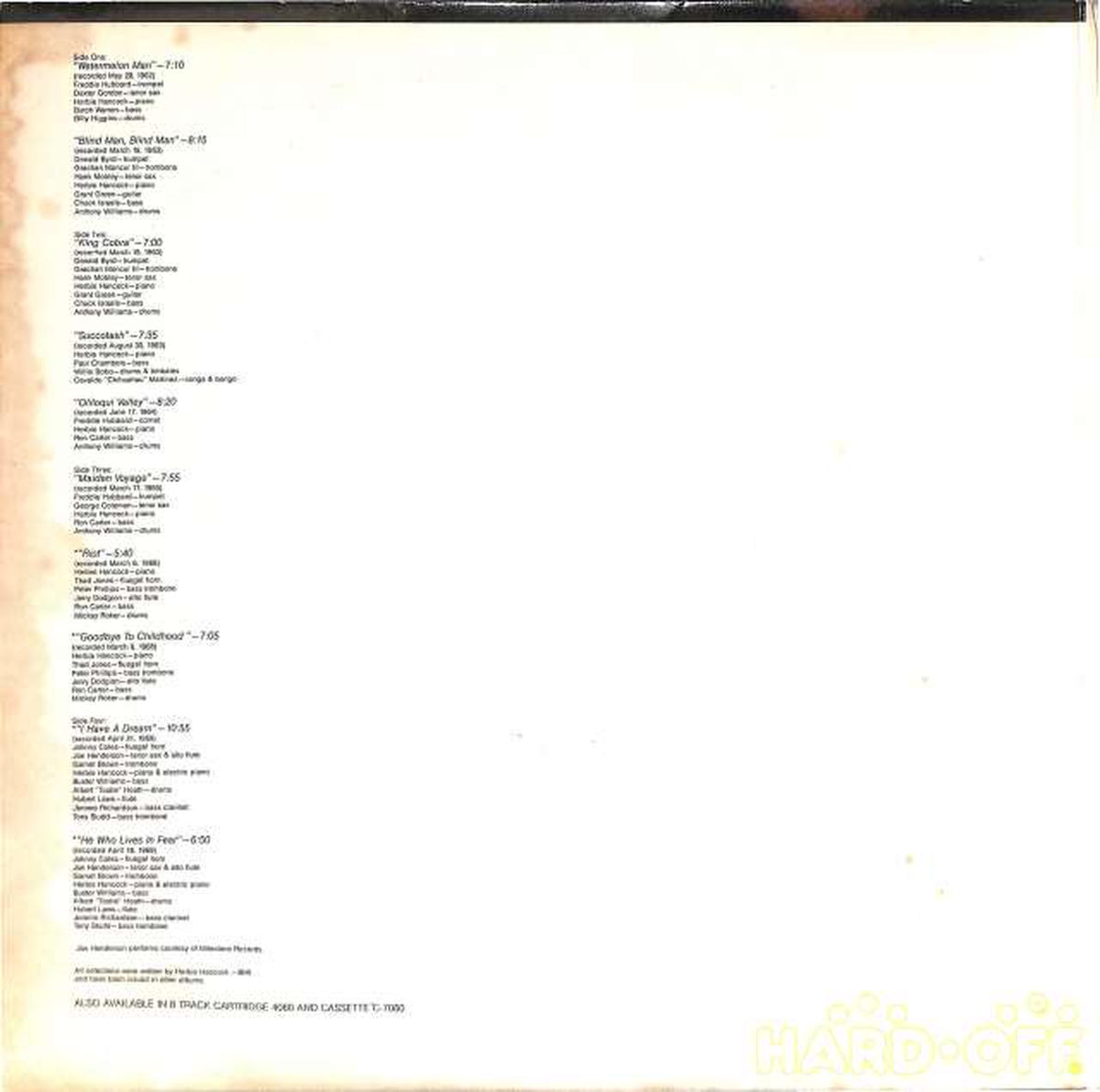 Toshiba Onko (Blue Note) Herbie Hancock "The Best of Herbie Hancock BST-89907 (Exported to USA)