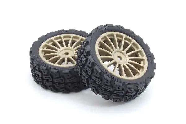 Kyosho FATH708GM Glued Rally TireFZ02-R(15-Spoke Gold/M/2p) - BanzaiHobby