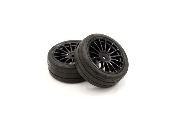 Kyosho FATH702BKM Premounted Tire FZ02(15-Spoke BK/M/2pcs) - BanzaiHobby