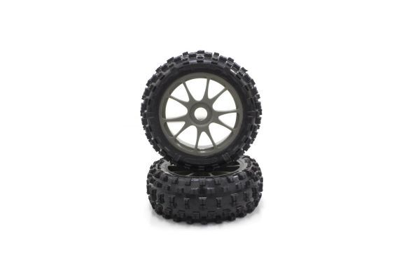 Kyosho IFTH004GMKC 10-Spoke Wheel with Tire(Gunmetal/KC/2pcs) - BanzaiHobby