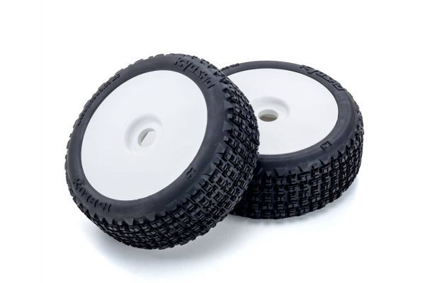 Kyosho IFTH005W Dish Wheel with Tire(White/K-BLOX/2pcs) - BanzaiHobby