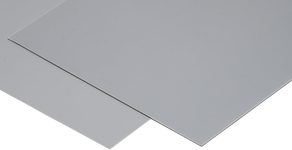 Wave OM381 Plastic Plate B5 Gray 0.01 inch (0.3 mm) Thick, 2 Pieces - BanzaiHobby