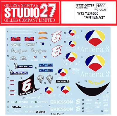 Studio27 DC787 1/12 YZR500 "ANTENA3" Decal