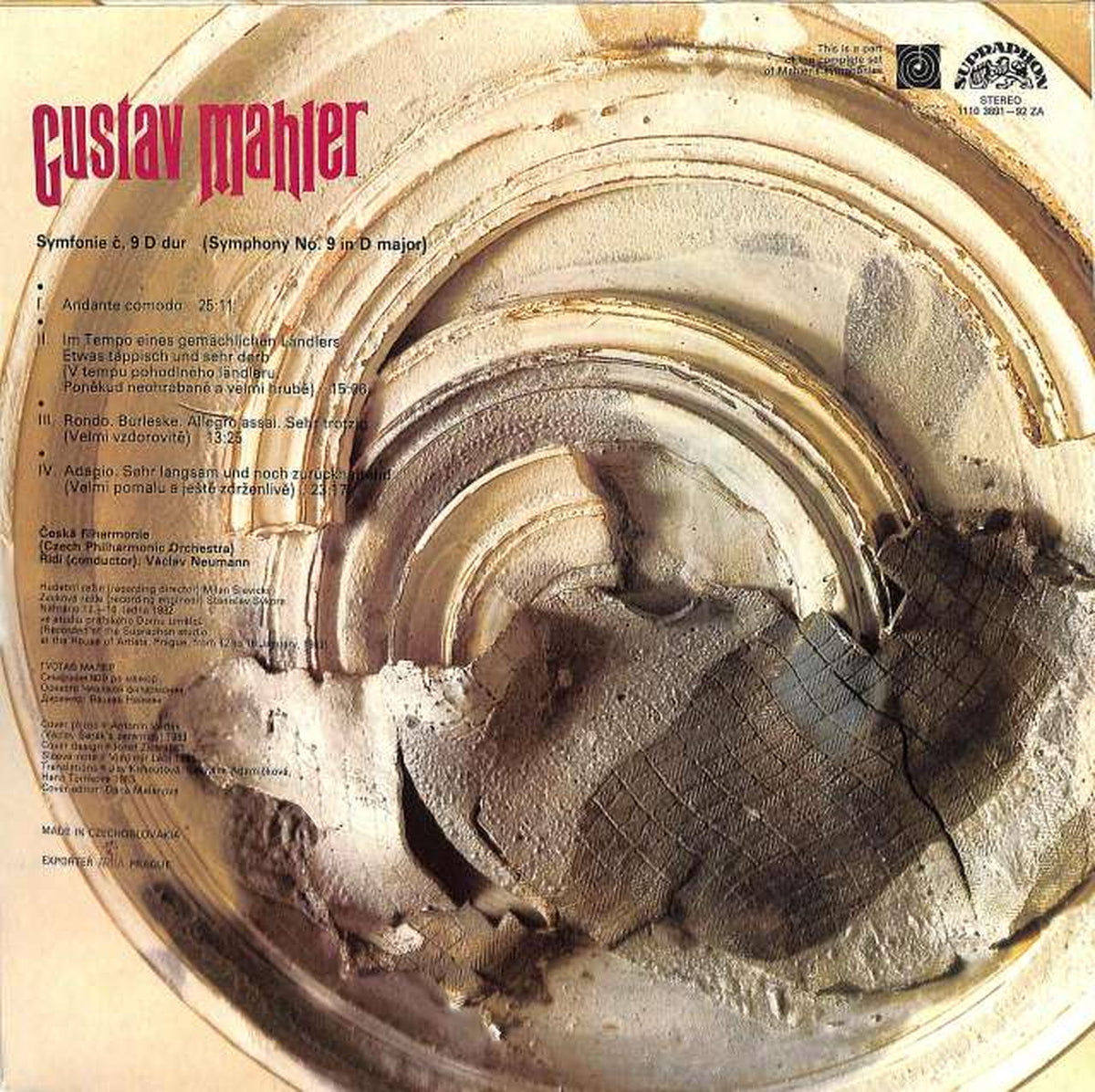 Splaphone (Imported, Czech Republic) Mahler Symphony No. 9 Neumann 1110 3891-92