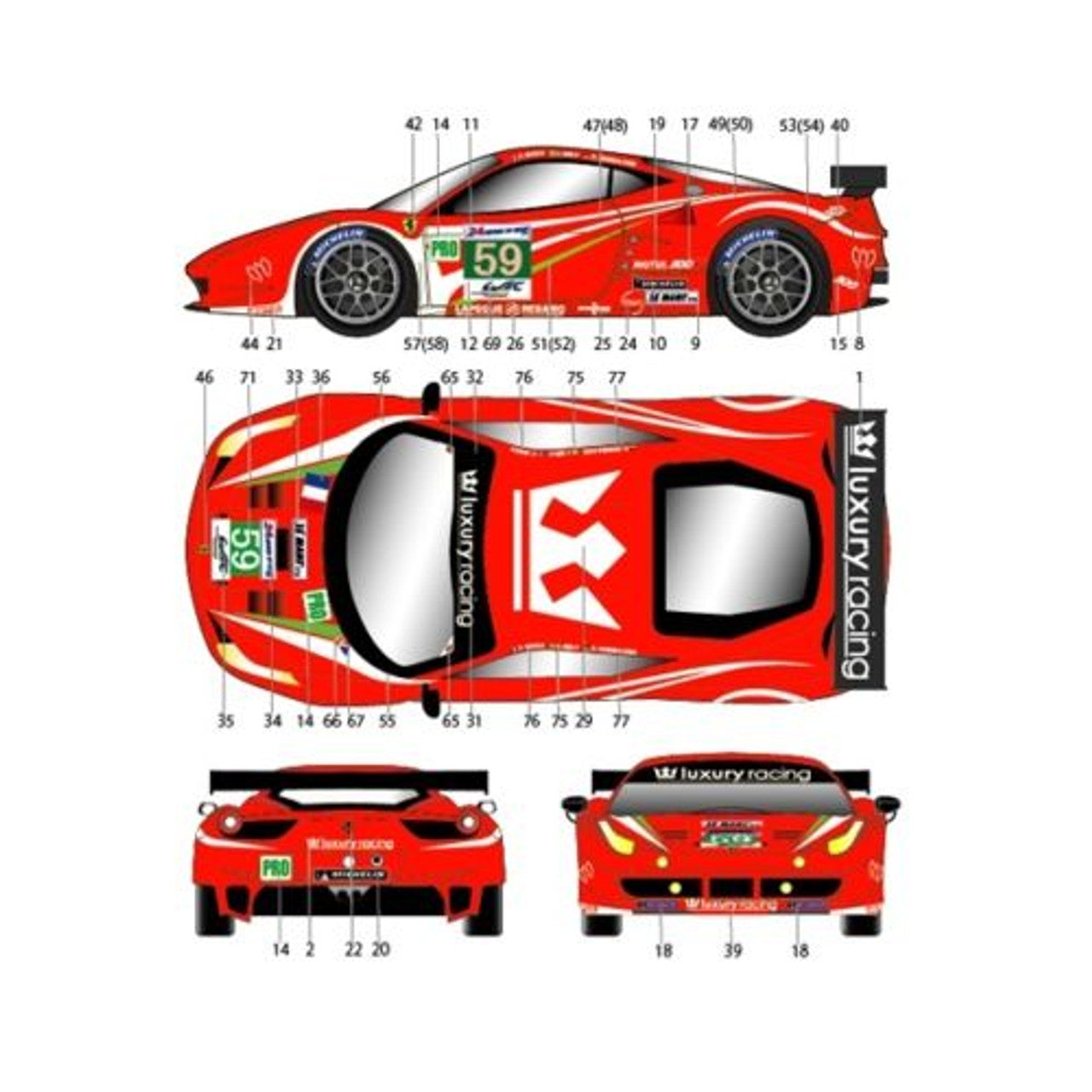 Studio27 DC948 1/24 458 #58/59 LM 2012 Decal - BanzaiHobby