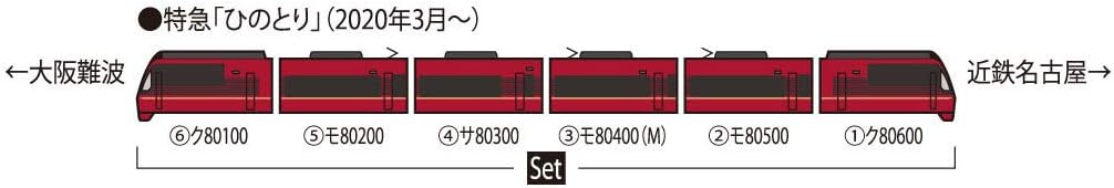 Tomix 98695 N-Gage Kinki Nippon Railway 80000 Series (Hinotori, 6-car train) set (6 cars)