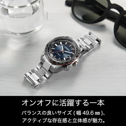 [Citizen] 腕時計 アテッサ 光発電エコ・ドライブ電波時計 防水 ネイビー CB0287-68L メンズ シルバー - BanzaiHobby
