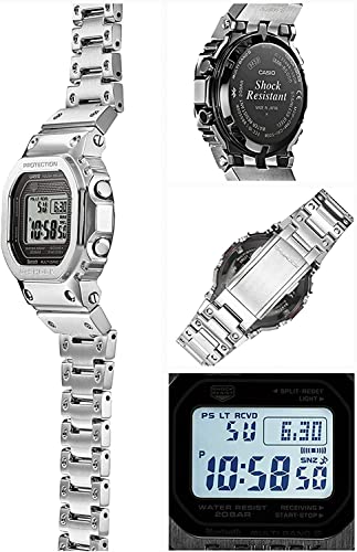 [Casio] G-Shock Watch [Domestic Genuine Product] Equipped with Bluetooth Full Metal Radio Solar GMW-B5000D-1JF Men's Silver - BanzaiHobby