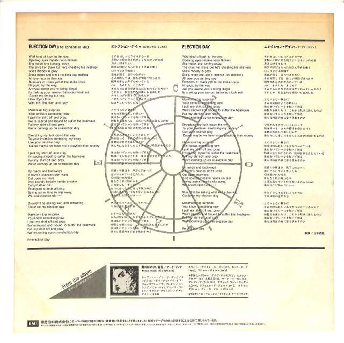 Toshiba EMI Arcadia 'Election Day' S14-119 45R. P.M