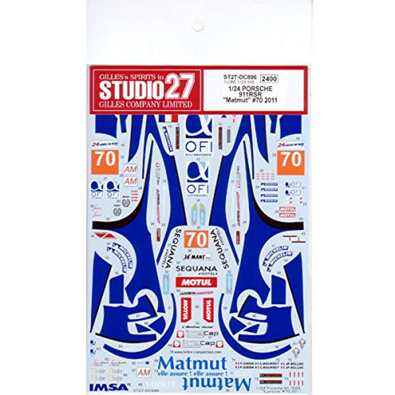 Studio27 DC896 1/24 Porsche 911RSR "Matmut" #70 2011 Fujimi Exclusive Decal - BanzaiHobby