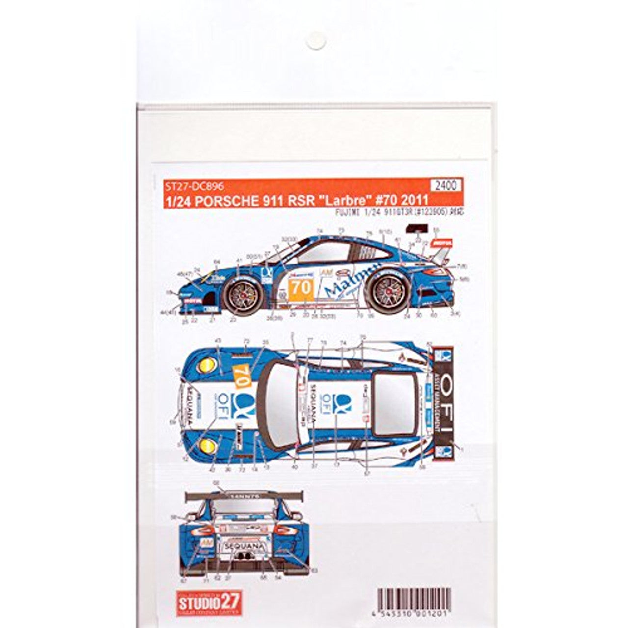 Studio27 DC896 1/24 Porsche 911RSR "Matmut" #70 2011 Fujimi Exclusive Decal - BanzaiHobby