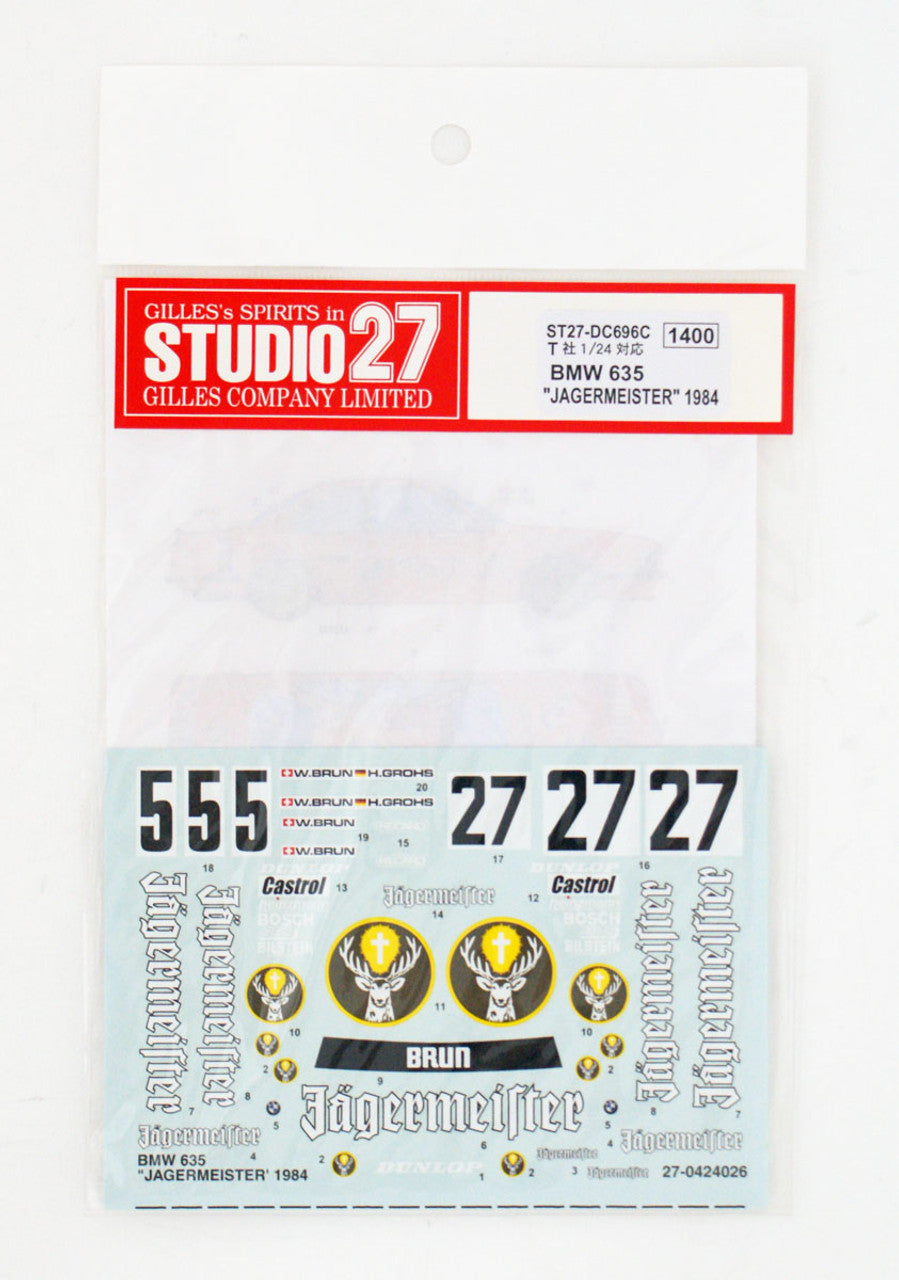 Studio27 DC696C 1/24 BMW 635CSi Jagermeister 1984 Decal - BanzaiHobby