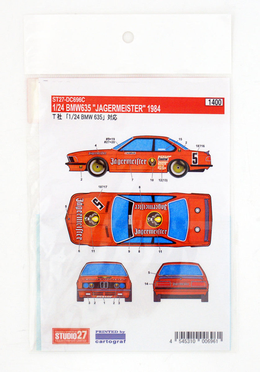Studio27 DC696C 1/24 BMW 635CSi Jagermeister 1984 Decal - BanzaiHobby