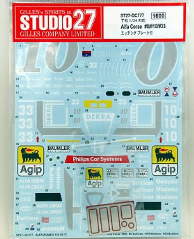 Studio27 DC777 1/24 Alfa Corse #0/#10/#33 w/Etching Plate Decal - BanzaiHobby