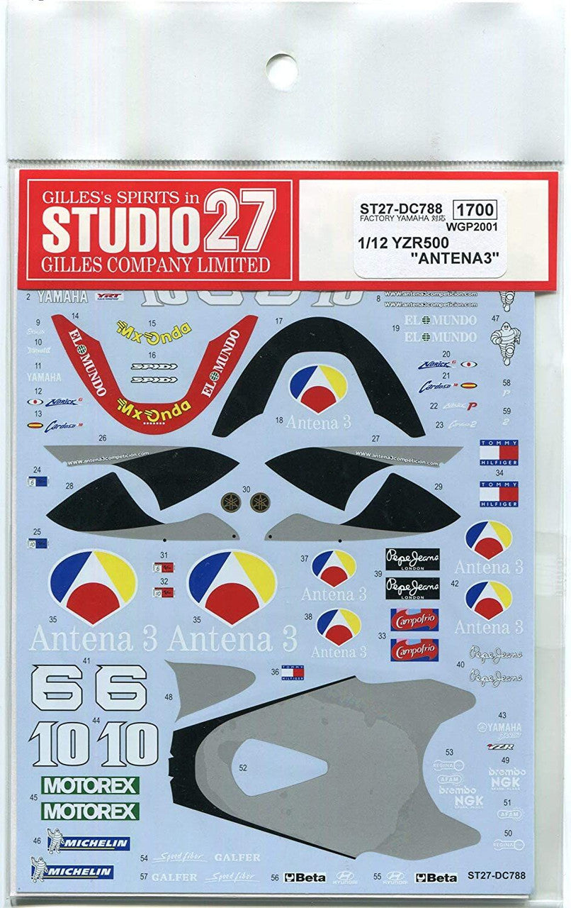 Studio27 DC788 1/12 YZR500 WGP 2001 #6/10 Decal