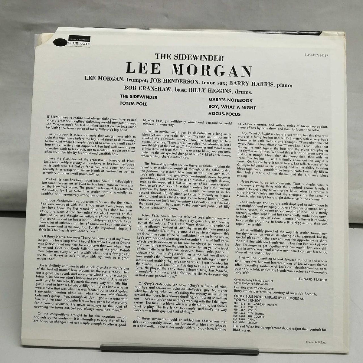 BLUE NOTE THE SIDEWINDER/LEE MORGAN BLP-4757/84157