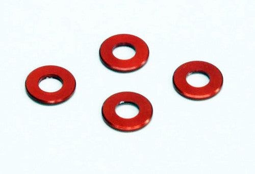 Kyosho 97041-05R Aluminum Color (3x6x0.5mm/Red/4pcs) - BanzaiHobby