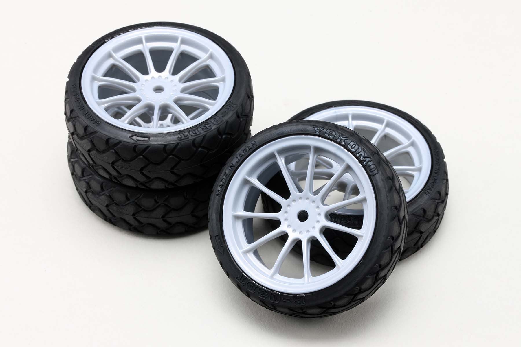 Yokomo ZR-144TPM2 Medium Narrow Radial Tires Type-Y (Pre-Mounted/Glued/4pcs) 11-Spoke Wheel (Gray) - BanzaiHobby
