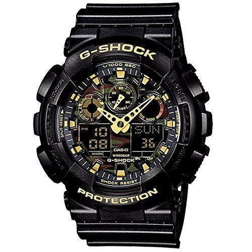 迷彩 自衛隊 警察官 G-SHOCK Camouflage Dial Series 20気圧防水 アナデジ プラベルトウォッチ メンズ向（GA-100CF-1A GA-100CF-1A9 GA-100CF-8A GA-100CF-8AER） (GA-100CF-1A9（ブラックゴールド）)