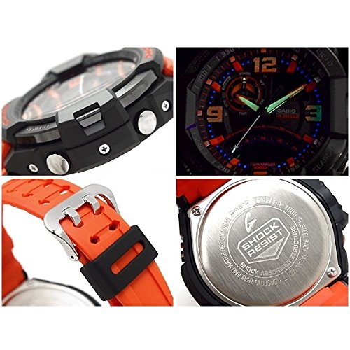 オレンジ 公務員 消防隊 レスキュー 自衛隊 G-SHOCK Sky Cockpit 20気圧防水 アナデジ プラベルトウォッチ メンズ向（GA-1000-2B GA-1000-4A） (GA-1000-4A（オレンジ）) - BanzaiHobby