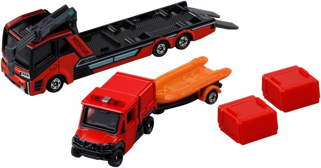 Tomica Long 132 Morita Small Off-Road Fire Truck Red Ladybug and Transport Vehicle - BanzaiHobby