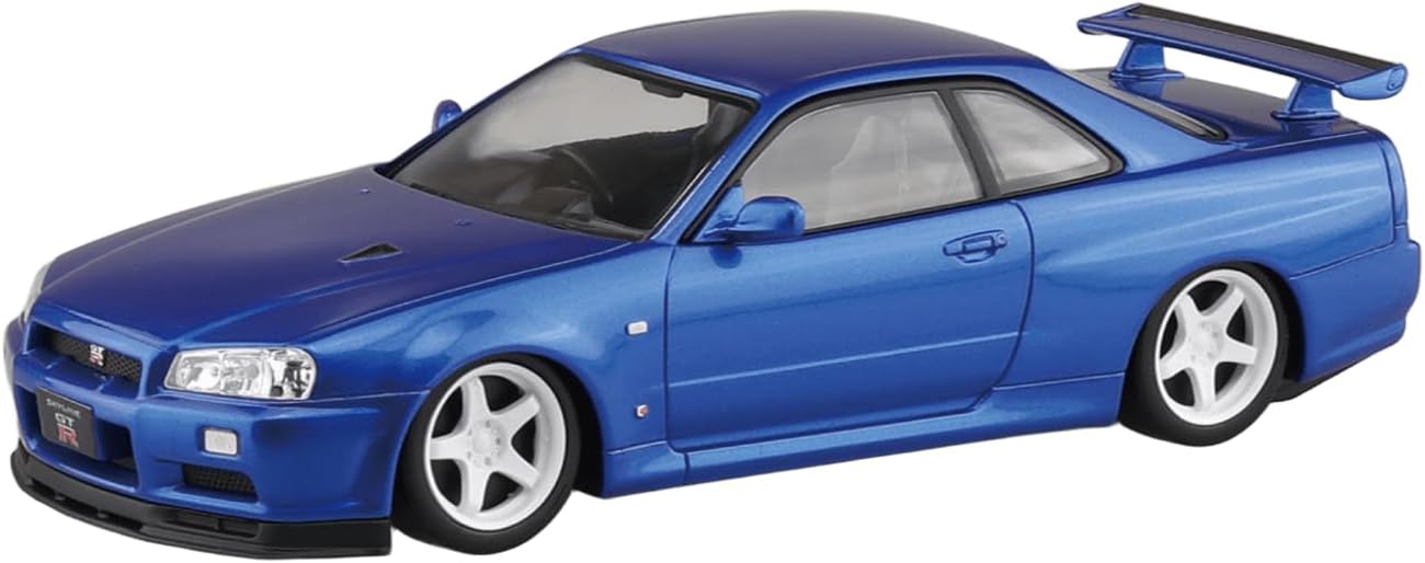 Aoshima 1/32 RakuPla Snap Kit No.12CU-BB Nissan R34 Skyline GT-R Custom Wheels (Bayside Blue)
