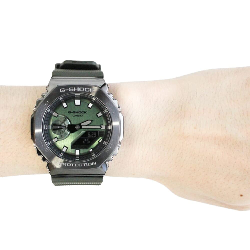 CASIO カシオ G-SHOCK ジーショック Gショック GM-2100 SERIES 腕時計 時計 メンズ アナデジ ステンレス グリーン ガンメタ GM-2100B-3A [並行輸入品]