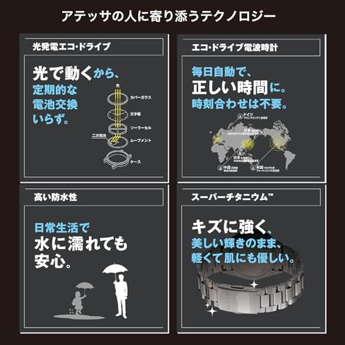 [Citizen] 腕時計 アテッサ 光発電エコ・ドライブ 電波時計 防水 HAKUTO-R コラボレーション 限定モデル 黒 AT8287-62E メンズ ブラック - BanzaiHobby
