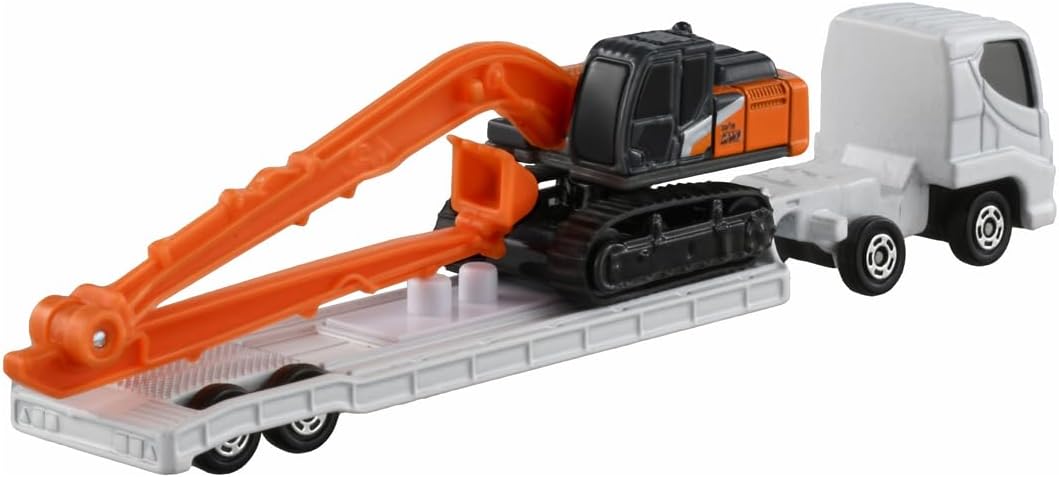 Tomica No. 143 Hydraulic excavator and heavy equipment transport vehicle