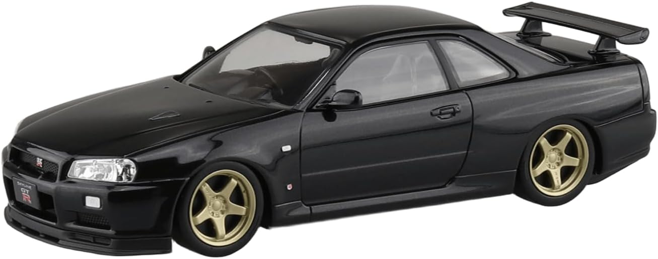 Aoshima 1/32 RakuPla Snap Kit No.12CU-BP Nissan R34 Skyline GT-R Custom Wheels (Black Pearl)