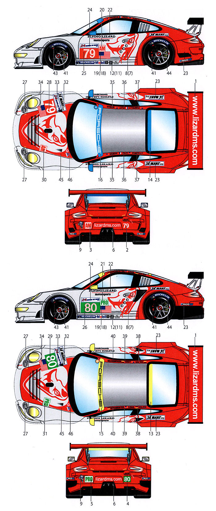 Studio27 DC953 1/24 Porsche RSR #79/80 LM2012 Original Decal