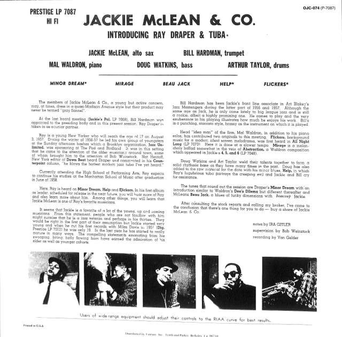 OJC Jackie McLean "INTRODUCING RAY DR OJC-074"