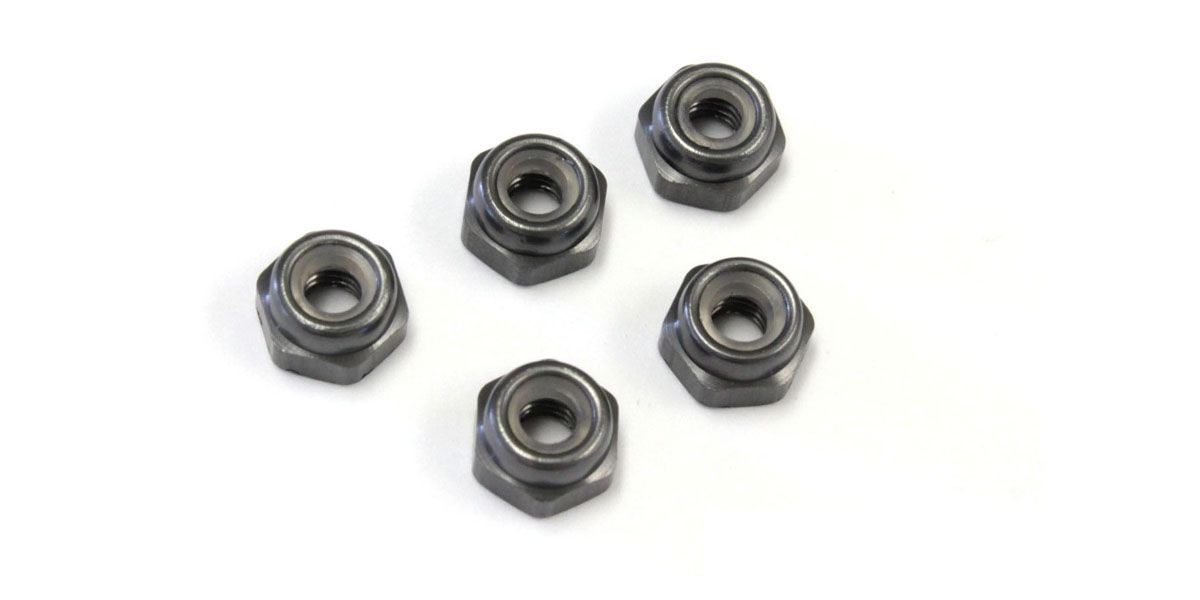 Kyosho 1-N2630NA-GM Nut(M2.6x3.0)Nylon(Aluminum/Gunmetal/5pc - BanzaiHobby