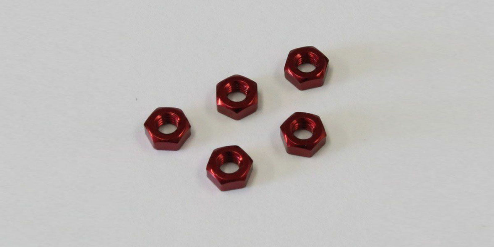 Kyosho 1-N3024A-R Nut(M3x2.4)(Aluminum/Red/5pcs) - BanzaiHobby