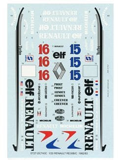 Studio27 DC743C 1/20 Renault RE30B/30C 1982/1983 Decal