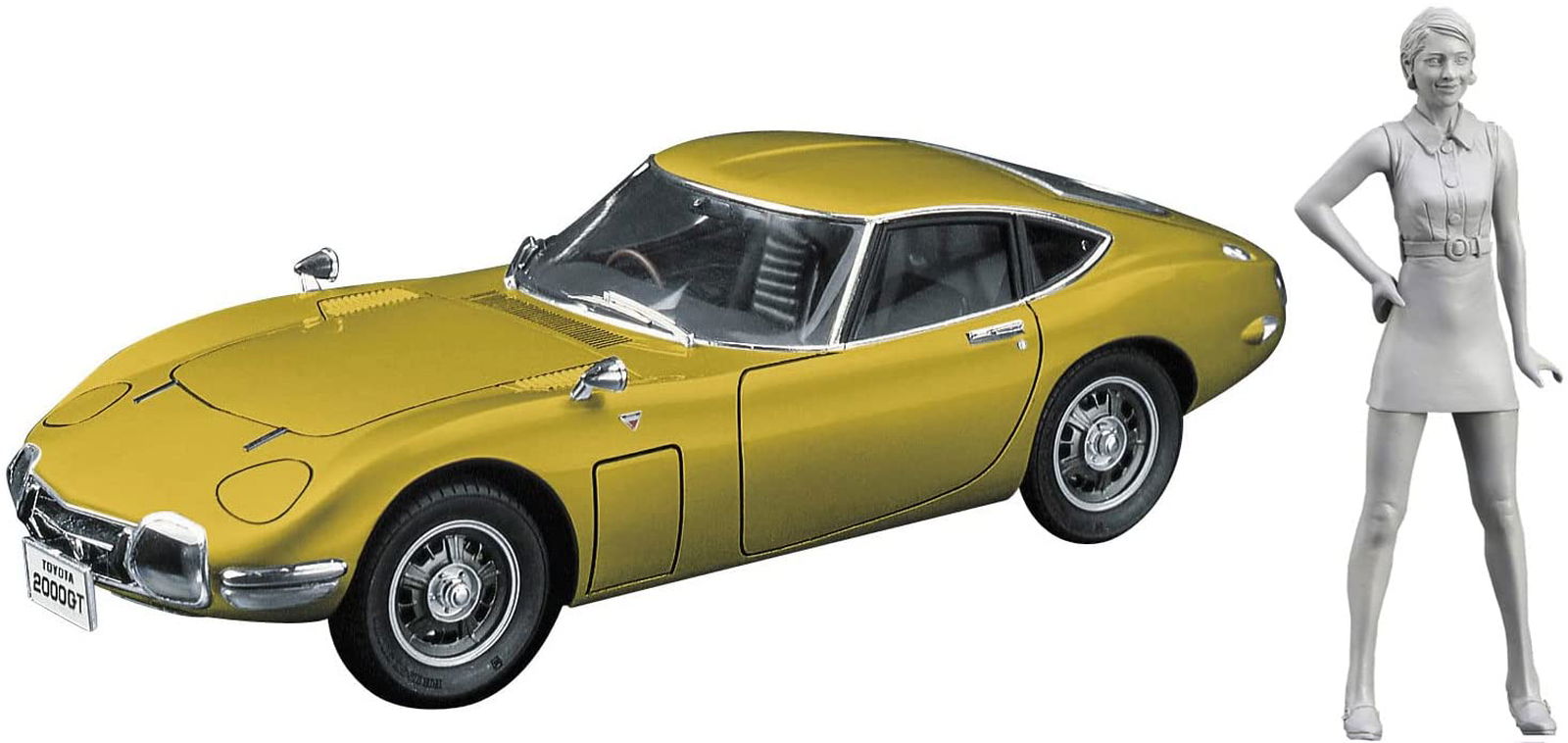 Hasegawa [PO JULY 2022] Toyota 2000GT `Gold` w/60`s Girls Model Figure - BanzaiHobby